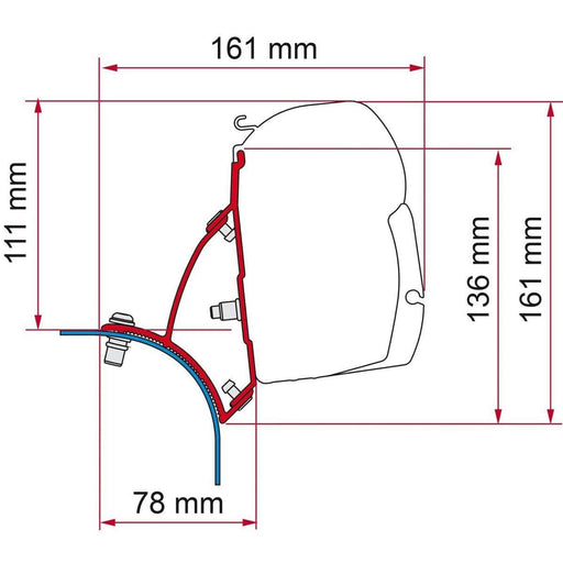 Fiamma F43 Bracket for VW T5/T6 Transporter Lift Roof RHD - Deep Black Fiamma - Dynamic Drive