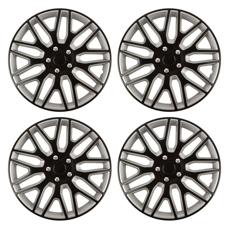 Dakar NC Black/Silver 15" Alloy Look Multi-Spoke Wheel Trims Hub Caps Covers Verscao  - Dynamic Drive