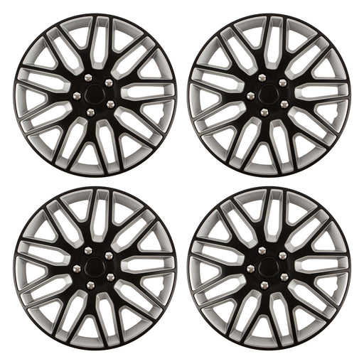 Dakar NC Black/Silver 15" Alloy Look Multi-Spoke Wheel Trims Hub Caps Covers Verscao  - Dynamic Drive