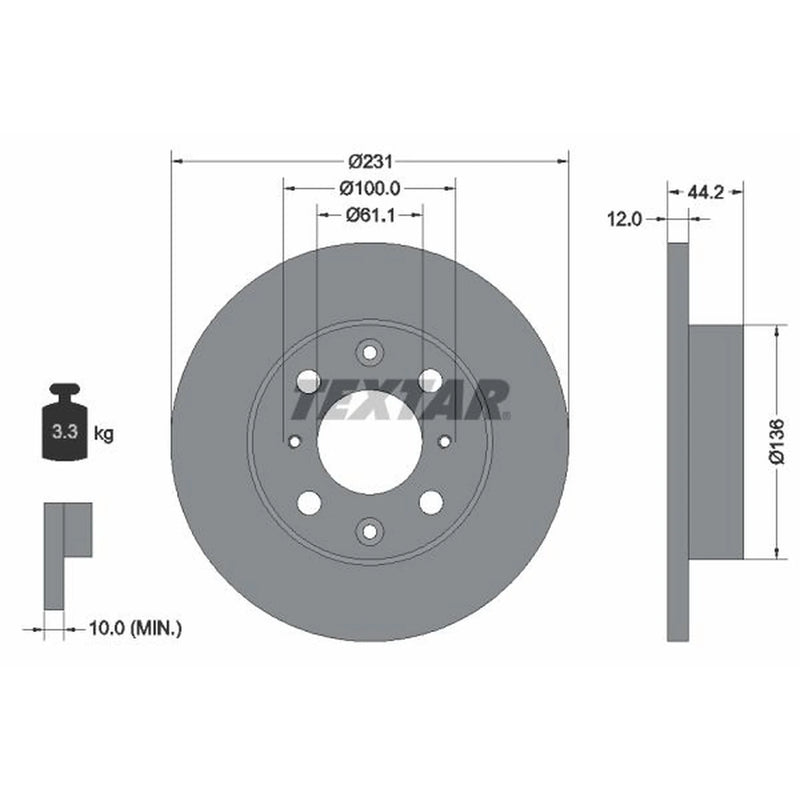 Textar 2 x Solid Front Brake Discs 92046300-x2