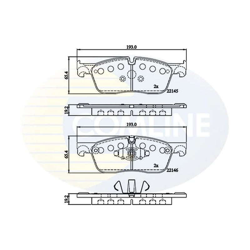 Comline 4 x Front Brake Pad Set fits Jaguar E-Pace 2017-2018 2.0