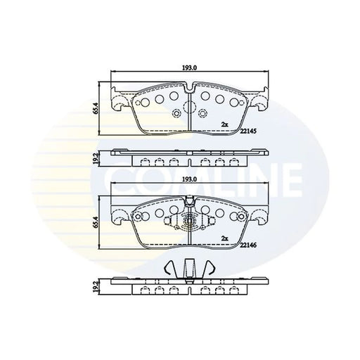 Comline 4 x Front Brake Pad Set fits Jaguar E-Pace 2017-2018 2.0