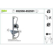 Valeo Electric Window Regulator Lifter Right Front 852551
