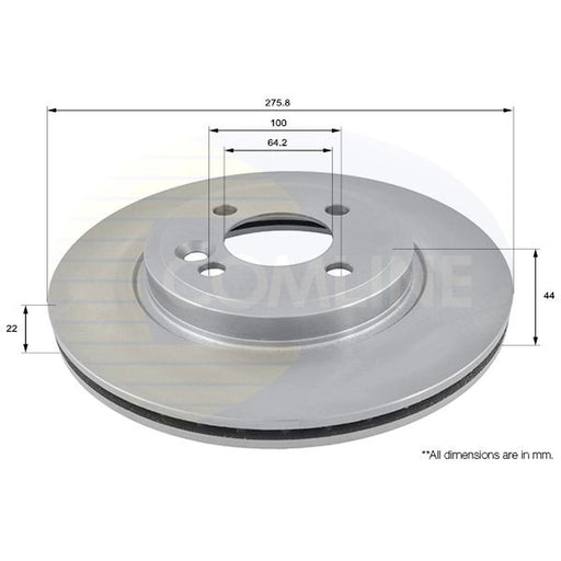 Comline 2 x Internally Vented Brake Discs fits Mini Mini 2001-2008