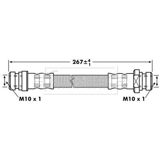 Borg & Beck Brake Hydraulic Hose Line Rear Right BBH7002