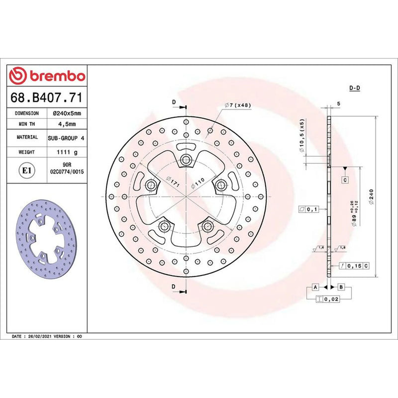 Brembo Front Floating Brake Disc & Rear Floating Brake Di fits Suzuki Gsf Bandit