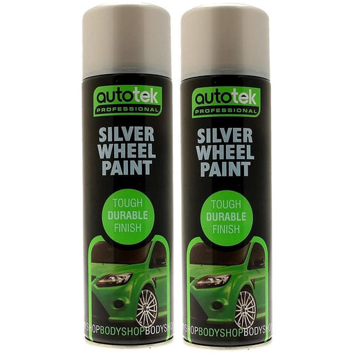 2x AUTOTEK SILVER Wheel Paint 500ml Spray Paint High Coverage Autotek  - Dynamic Drive