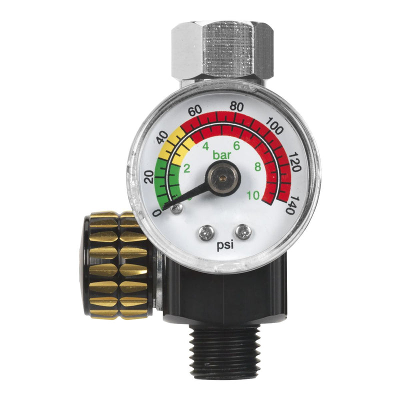 Sealey On Gun Air Pressure Regulator Gauge Spray Gun Air Tool Accessories Sealey  - Dynamic Drive