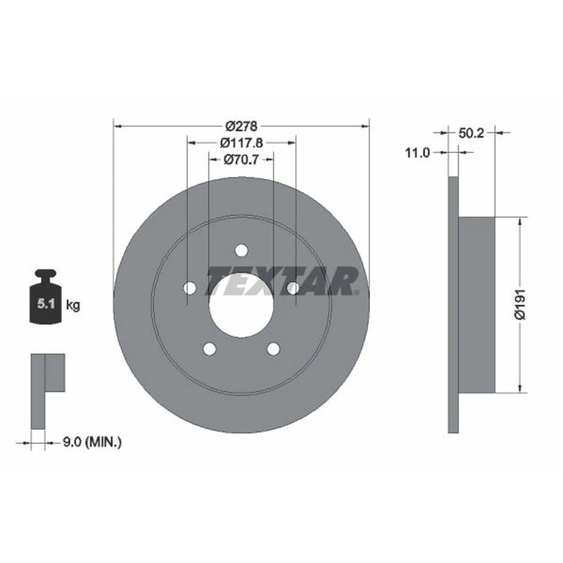 Textar 2 x Solid Brake Discs 92099800
