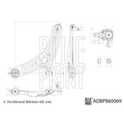 Blue Print Control/Trailing Arm Front Left fits Hyundai IX20 2010-2019 1.4 1.6