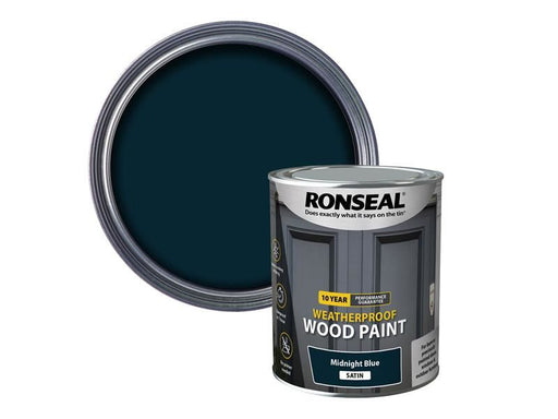 Ronseal 10 Year Weatherproof Wood Paint Midnight Blue Satin 750ml Ronseal - Dynamic Drive