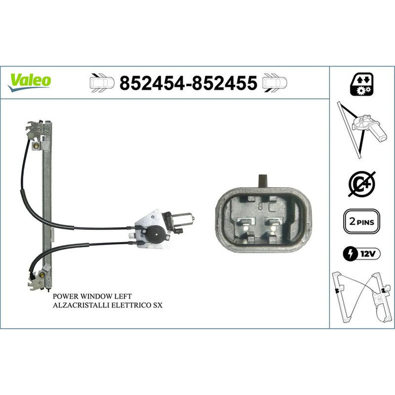 Valeo Electric Window Regulator Lifter Right Rear 852455