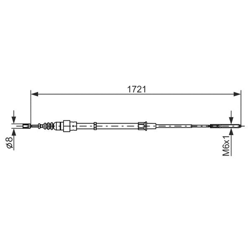 Bosch Handbrake Cable Right Rear fits VW Passat B3/B4 1990-1997 1.6 1.9 2.0 2.8