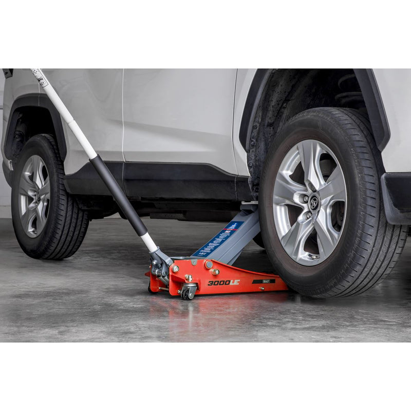 Sealey Low Profile Trolley Jack with Rocket Lift 3 Tonne - Red 3000LE Sealey - Dynamic Drive