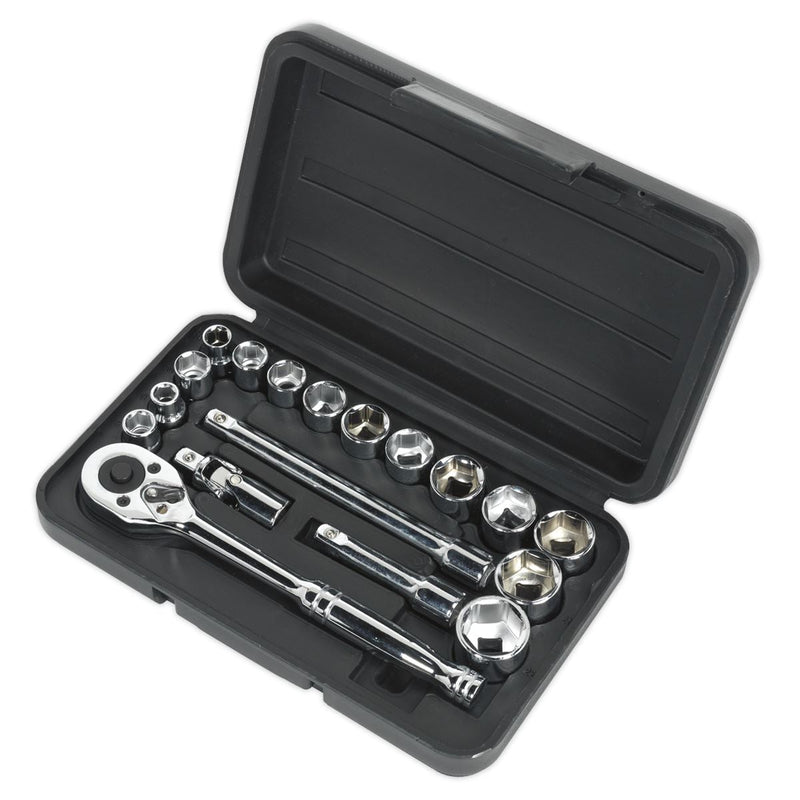 Siegen by Sealey Socket Set 18Pc 3/8Inchsq Drive 6Pt Walldrive Metric Siegen by Sealey - Dynamic Drive