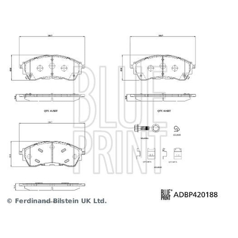 Blue Print Front Brake Pad Set fits Ford Ranger 2011 on 2.2 2.5 3.2
