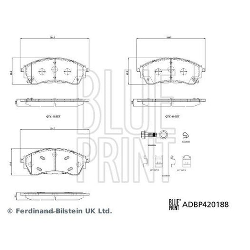 Blue Print Front Brake Pad Set fits Ford Ranger 2011 on 2.2 2.5 3.2