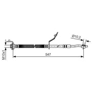 Bosch Brake Hydraulic Hose Line Front Right fits Hyundai IX20 2010-2019 1.4 1.6