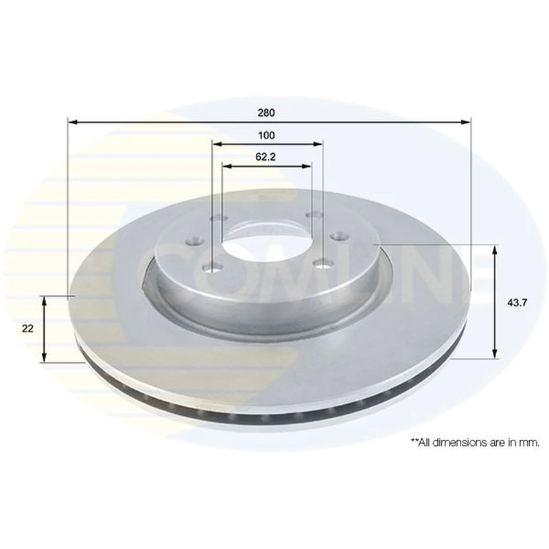 Comline Front Brake Internally Vented Discs & Pads fits Kia Stonic 2021 on 1.0