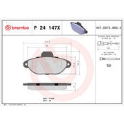 Brembo 4 x Front Brake Pad Set fits Fiat 500 2007 on 1.2