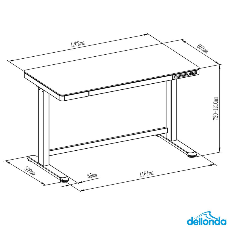 Dellonda Single Motor Ultra-Quiet Electric Desk with Control Panel USB Port Dellonda - Dynamic Drive