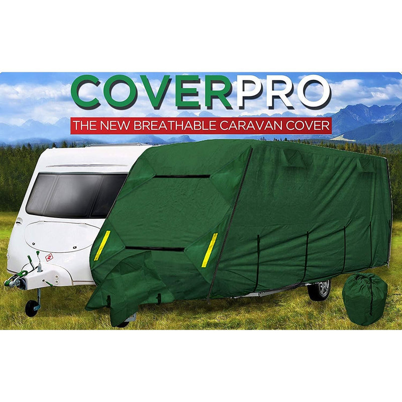 Coverpro Premium Breathable 4-Ply Full Green Caravan Cover Fits 14-17Ft Free Bag Crusader - Dynamic Drive
