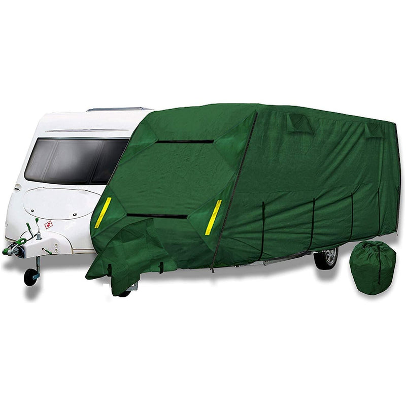 Coverpro Premium Breathable 4-Ply Full Green Caravan Cover Up To 14Ft Free Bag Crusader - Dynamic Drive
