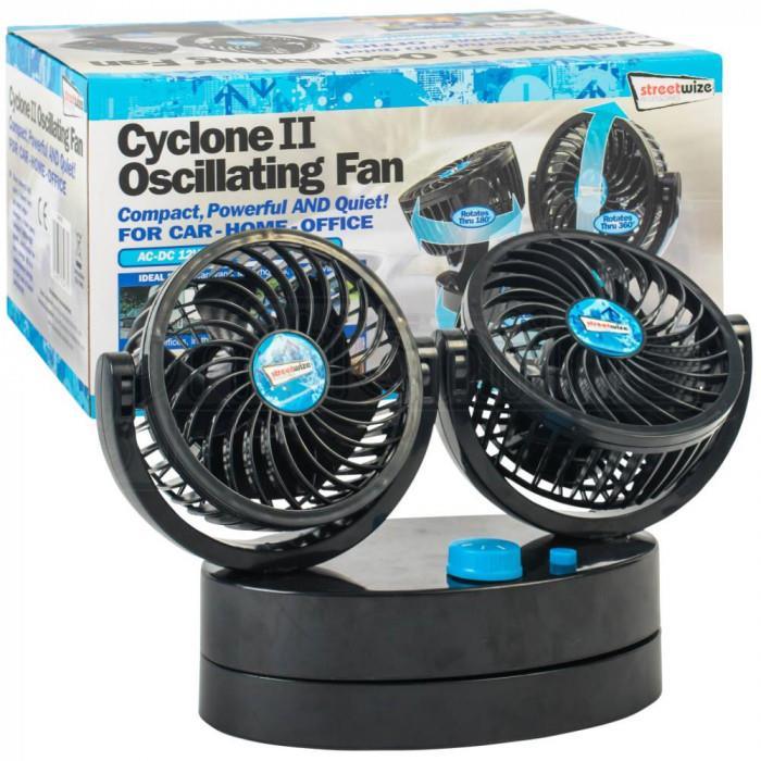 Cyclone II oscillating fan compact & quiet 12v car motorhome camper caravan Streetwize - Dynamic Drive