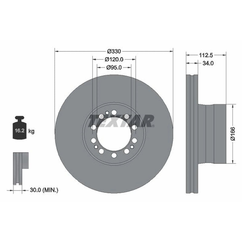Textar 2 x Internally Vented Brake Discs 93322400