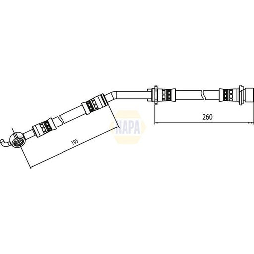 NAPA Brake Hydraulic Hose Line Front Right fits Toyota Yaris/Vitz 2005-2012