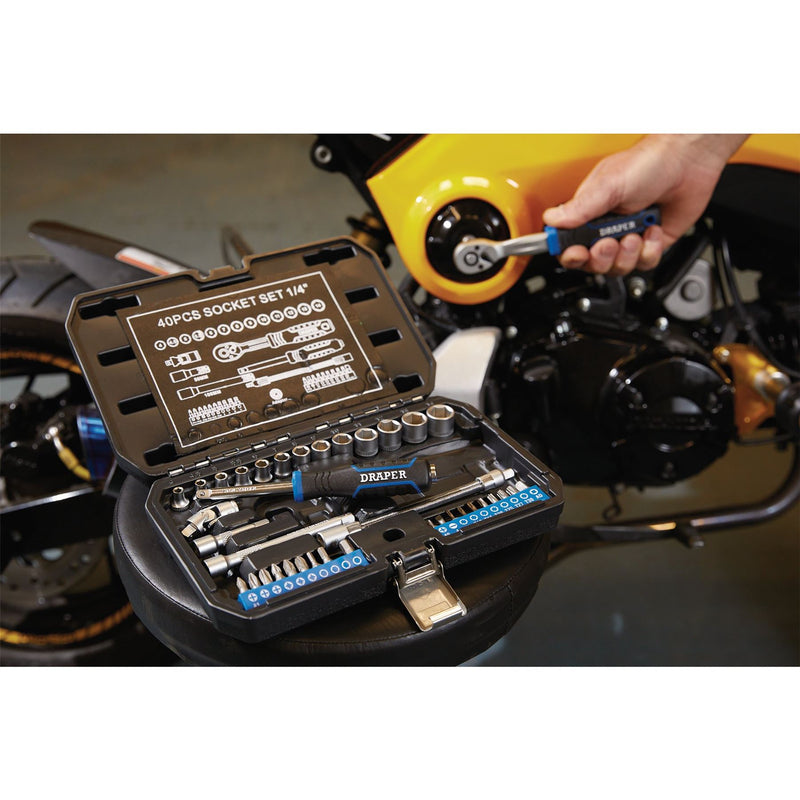 Draper HI-TORQ Metric Socket Set, 1/4" Sq. Dr. (40 Piece) 21441 Draper - Dynamic Drive