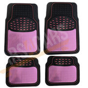 Shiney Pink Metallic Checker Style Car Heavy Duty Black Rubber Set of 4 Mats Set Streetwize  - Dynamic Drive