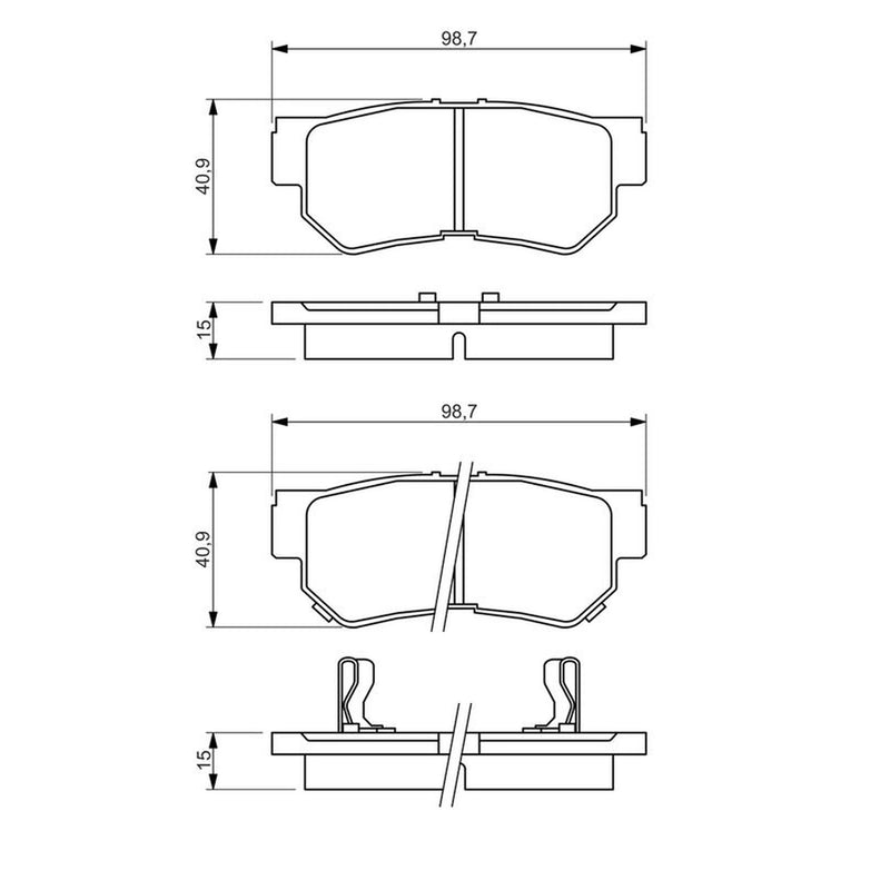 Bosch Front & Rear Pads fits Hyundai Sonata 1998-2001 2.0 2.4 2.5