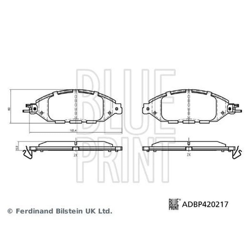 Blue Print Front Brake Pad Set fits Nissan Murano III 2016 on 2.5 3.5