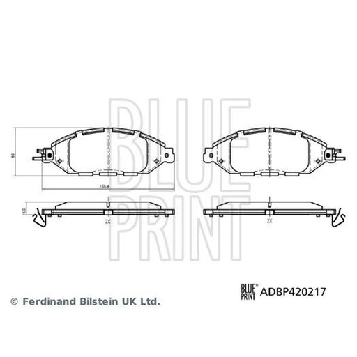 Blue Print Front Brake Pad Set fits Nissan Murano III 2016 on 2.5 3.5