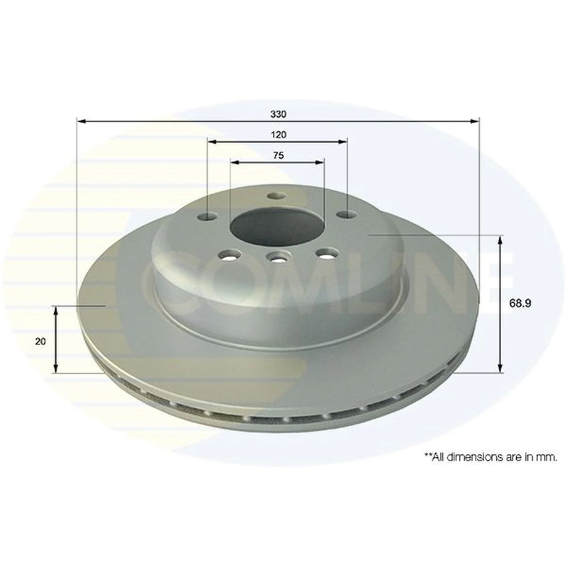 Comline 2 x Internally Vented Brake Discs fits BMW 5 2009-2017