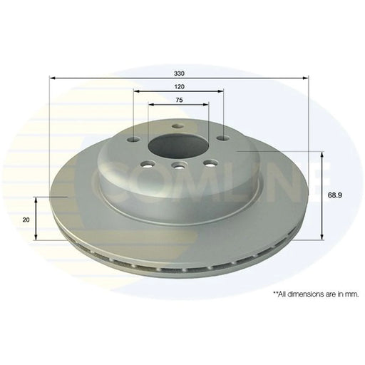 Comline 2 x Internally Vented Brake Discs fits BMW 5 2009-2017