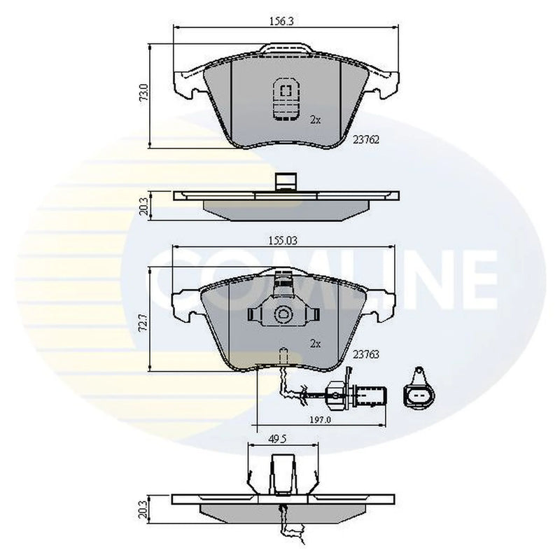 Comline 4 x Front Brake Pad Set fits Audi A6 C5 2000-2005 2.5 3.0