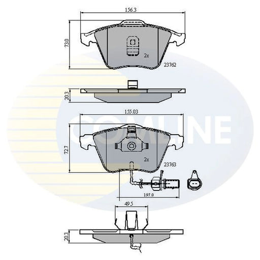 Comline Front Brake Discs & Pads fits Audi A6 C5 2000-2005 2.5 3.0