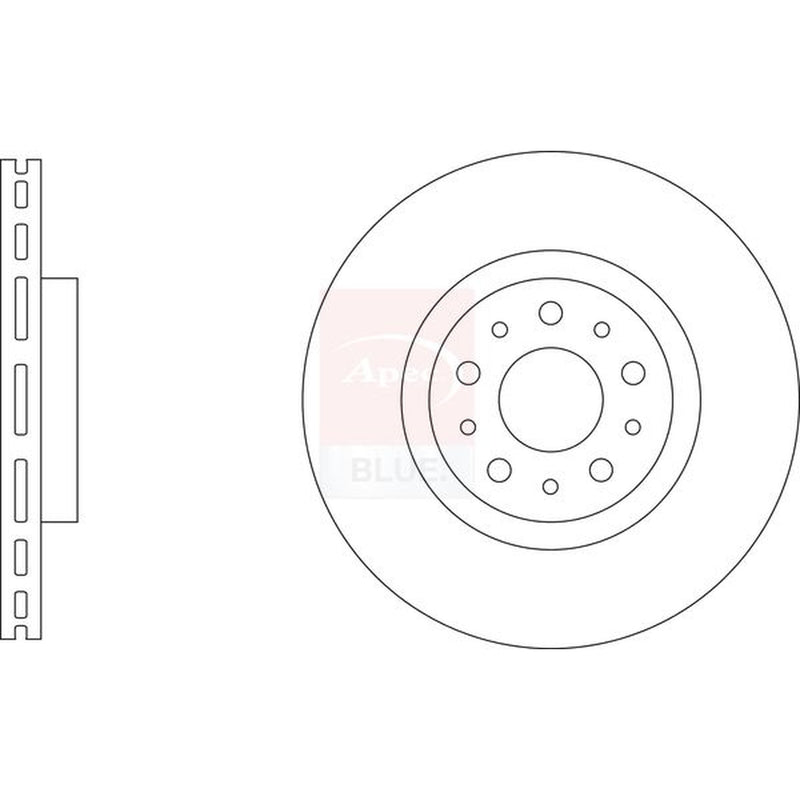 Apec Front Brake Vented Discs & Pads fits Fiat Tipo 2015-2020 1.4 1.6
