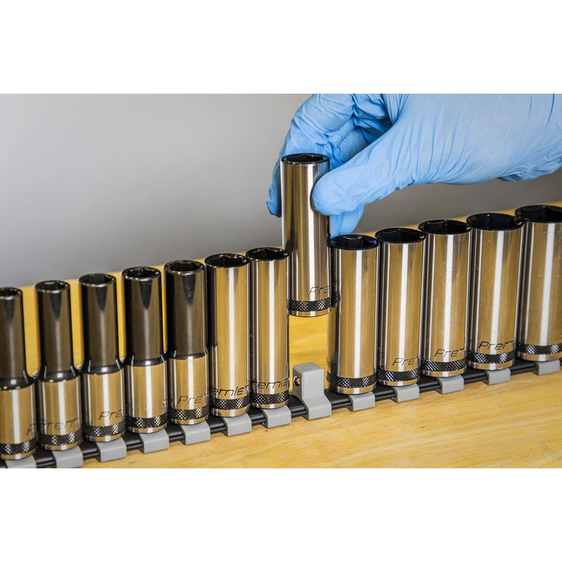 Sealey Socket Set Deep 13pc 1/2"Sq Drive Metric Black Series AK7995 Sealey - Dynamic Drive