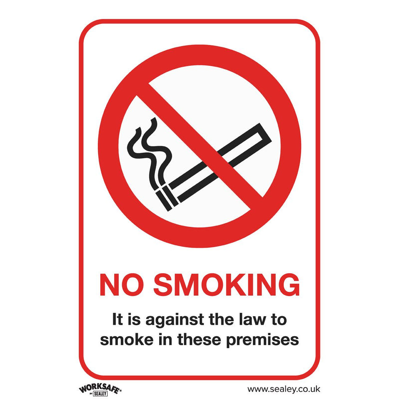 Sealey Prohibition Safety Sign No Smoking (On Premises) Rigid Plastic SS12P1 Sealey - Dynamic Drive