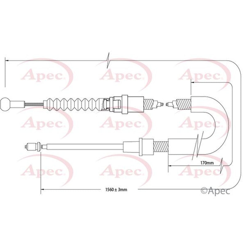Apec Handbrake Cable Left Rear fits VW Touran 2003-2010 1.6 1.9 2.0