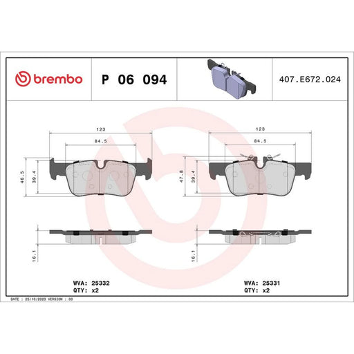 Brembo 4 x Rear Brake Pad Set fits BMW 1 2019-2020