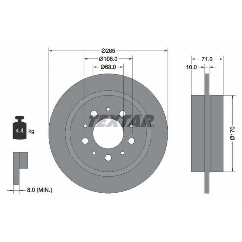 Textar 2 x Solid Rear Brake Discs 92097800-x2