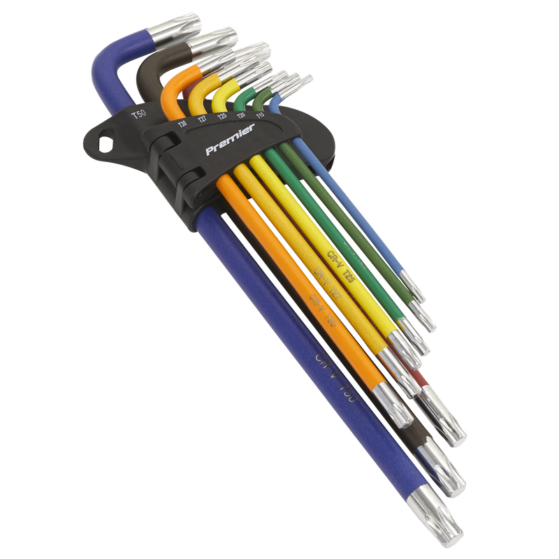 Sealey TWIN PACK EXTRA LONG Ball-End Allen Hex Key & TORX TRX Star Set Coloured Sealey  - Dynamic Drive