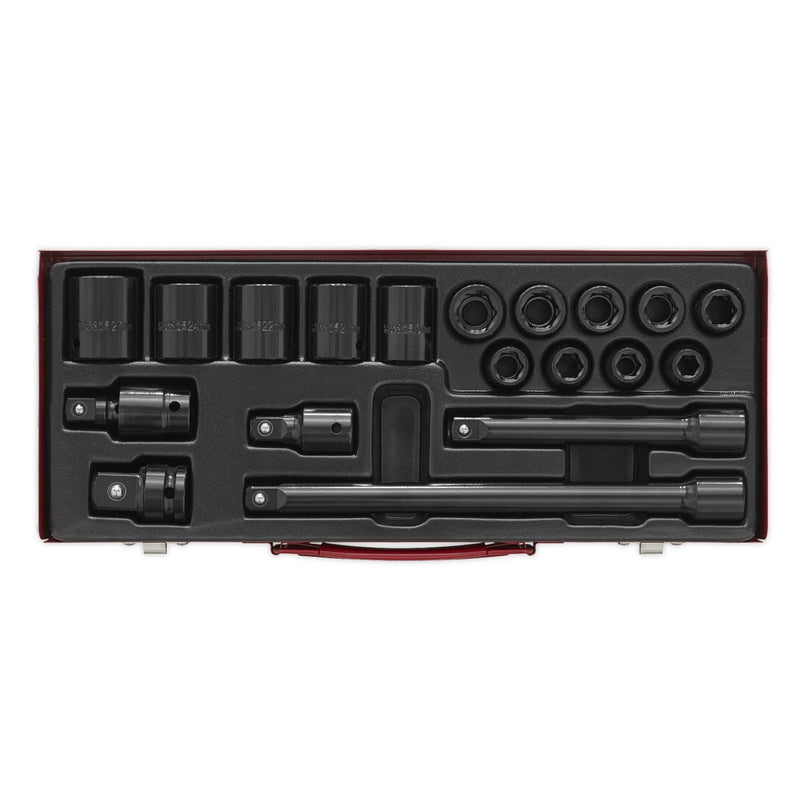Sealey Impact Socket Set 19pc 1/2"Sq Drive Metric AK5619M Sealey - Dynamic Drive