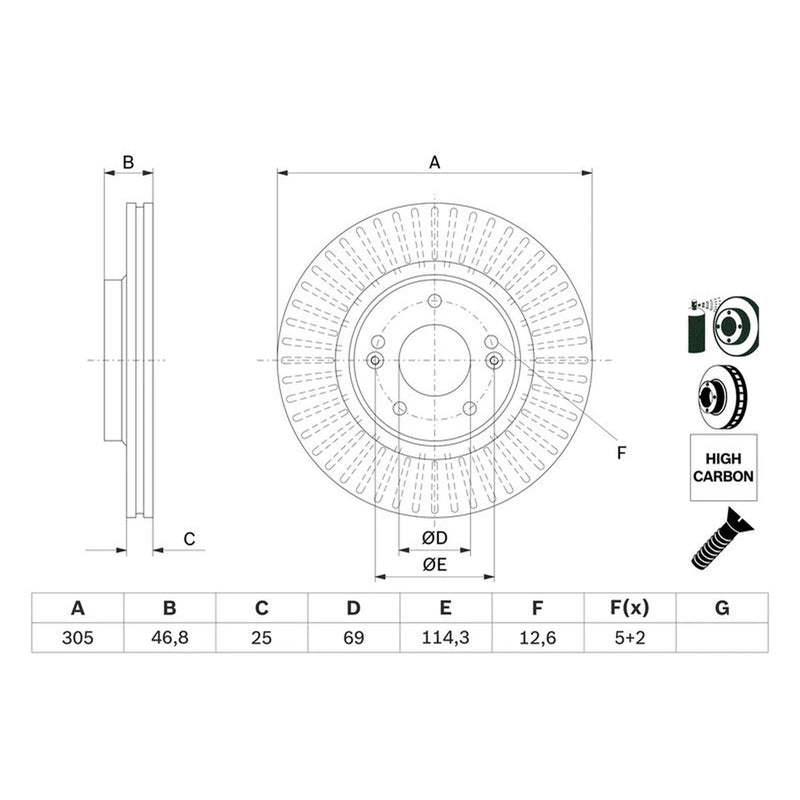 Bosch Front Brake Vented Discs & Pads fits Hyundai Tucson 2015-2023 1.6 1.7 2.0