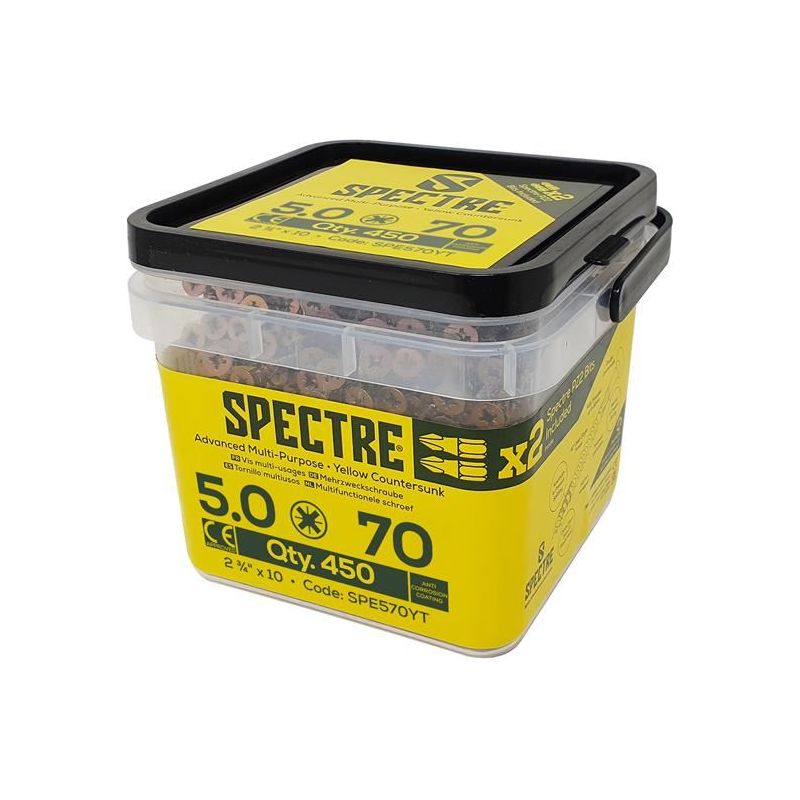 Forgefix Spectre™ PZ Compatible Wood Screw CSK ZYP 5.0 x 70mm Tub 450 ForgeFix - Dynamic Drive