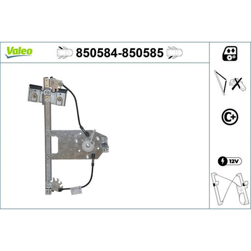 Valeo Electric Window Regulator Lifter Right Rear 850585